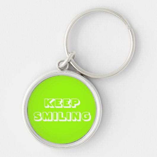 Porte-clés Gardez le sourire, vert chartreuse blanc (Devant)