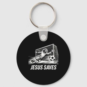 Porte-clés Gardien de but de football Jésus sauve Christian S