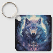 Porte-clés Gardien Loup de Lune Mystique (Recto)