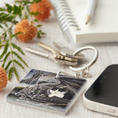 Porte-clés Gargoyle noir blanc (Devant Droit)