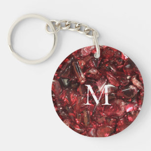 Porte-clés Garnet Birthstone Monogramme Nom personnalisé