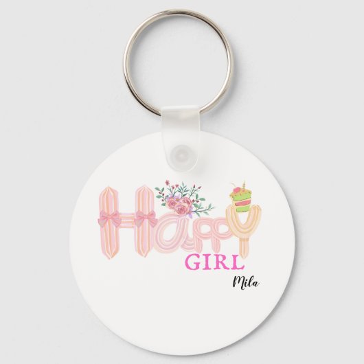 Porte-clés gâteau à la crème pour fille heureuse (Recto)