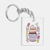 Porte-clés Gâteau Cupcake Kawaii Mignon avec Texte (Devant gauche)