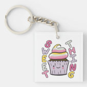 Porte-clés Gâteau Cupcake Kawaii Mignon avec Texte (Devant)