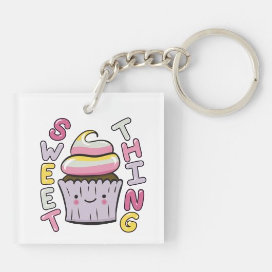 Porte-clés Gâteau Cupcake Kawaii Mignon avec Texte (Dos)