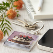 Porte-clés Gâteau D'Anniversaire De Crème Chocolée Aux Fraise (Devant Droit)