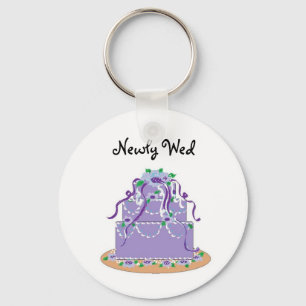 Porte-clés Gâteau de Mariage Bleu Élégant - Nouvellement Mari