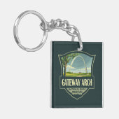 Porte-clés Gateway Arch National Park Illustration Retro Art (Devant gauche)