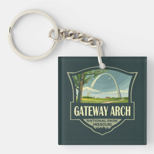 Porte-clés Gateway Arch National Park Illustration Retro Art (Devant)