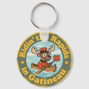 Porte-clés Gatineau Québec orignal canotage vintage