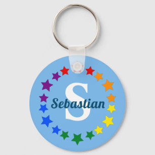 Porte-clés Gay pride LGBT contemporain Stars Monogramme & Nom