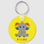 Porte-clés GAY PRIDE LGBTQ - éléphant mignon avec drapeau arc (Recto)