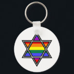 Porte-clés Gay pride personnalisable Rainbow Star de David<br><div class="desc">Gay pride personnalisable Rainbow Star de David</div>