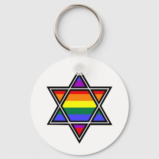 Porte-clés Gay pride personnalisable Rainbow Star de David (Recto)