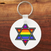 Porte-clés Gay pride personnalisable Rainbow Star de David (Recto)