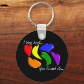 Porte-clés Gay Rainbow Hearts "J'ai été perdu, vous m'avez tr (Recto)