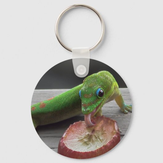 Porte-clés Gecko Mange des raisins (Recto)