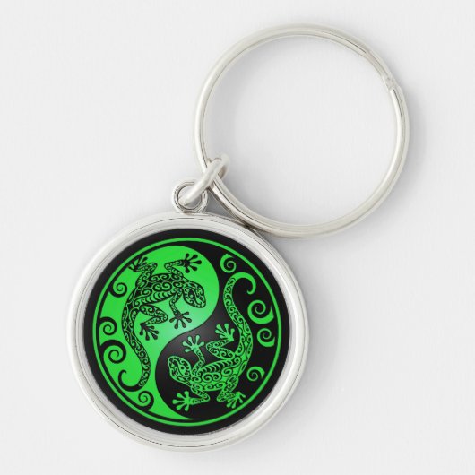 Porte-clés Geckos verts et noirs de Yin Yang (Devant)