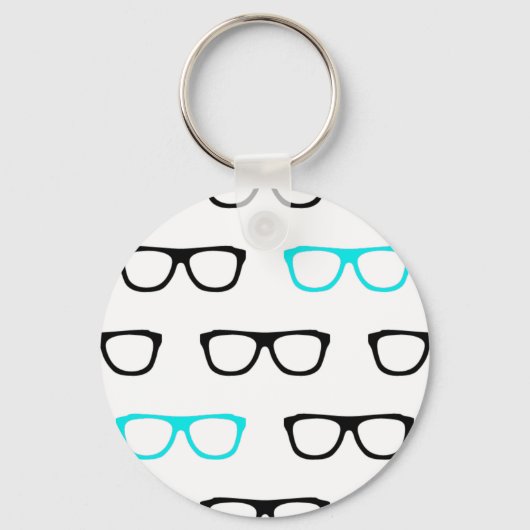 Porte-clés geek lunettes bleu geek (Recto)
