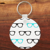 Porte-clés geek lunettes bleu geek (Recto)