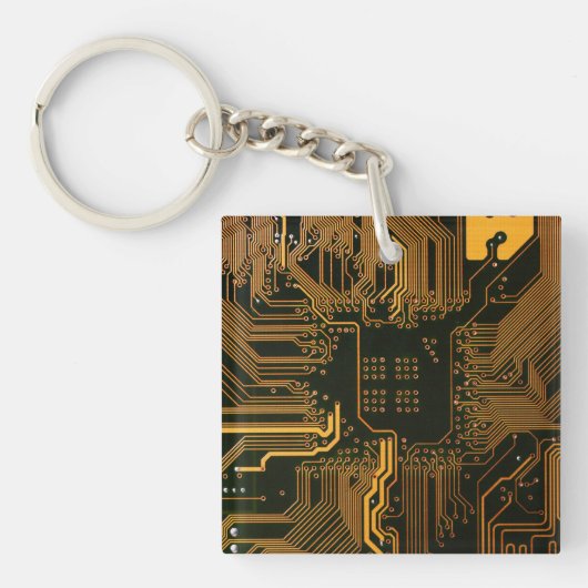 Porte-clés Geek Sortie carte circuit électronique orange PCB (Devant)