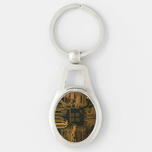 Porte-clés Geek Sortie carte circuit électronique orange PCB (Devant)