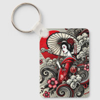 Geisha Art Porte - clé - Elégance japonaise