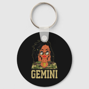 Porte-clés Gemini Cheveux Lockés Sy Femme Noire Camo Mélanine