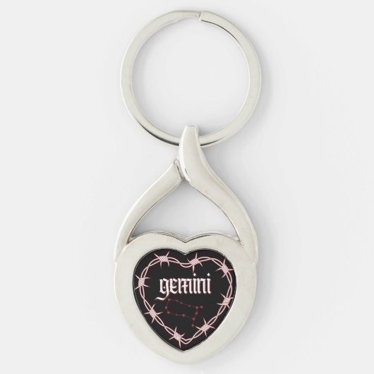 Porte-clés Gemini Constellation Gothique Aesthétique Barbed W (Devant)