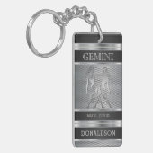 Porte-clés ♊ Gemini en Mesh noir et argent (Devant gauche)