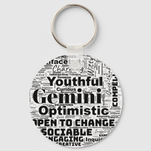 Porte-clés Gemini Zodiac Word Cloud Inspiration Porte - clé