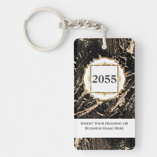 Porte-clés Gemstone noir de marbre faux or (Devant)