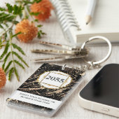 Porte-clés Gemstone noir de marbre faux or (Devant droit)