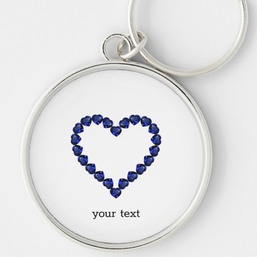 Porte-clés Gemstone Sapphire Coeur Bleu (Devant)