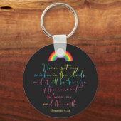 Porte-clés Genèse arc-en-ciel de Dieu 9 Bible chrétienne Vers (Recto)