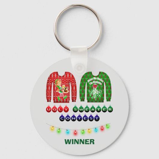 Porte-clés Génial gagnant du concours de pull de Noël Custom (Recto)