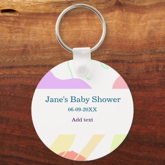 Porte-clés Genre neutre formes abstraites nom du baby shower (Verso)