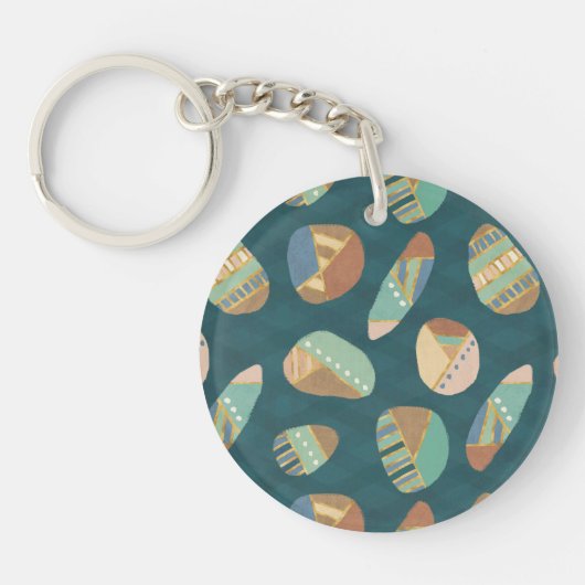 Porte-clés Geo extérieur XII motif géométrique bleu et vert (Devant)