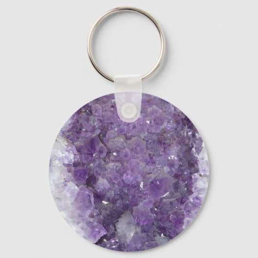 Porte-clés Géode Améthyste - Pierre de cristal violet (Recto)