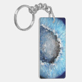 Porte-clés Géode cristal bleu tombé (Devant gauche)