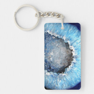 Porte-clés Géode cristal bleu tombé