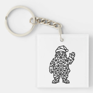 Porte-clés Geometric Santa Claus Keychain – Modern Holiday Li