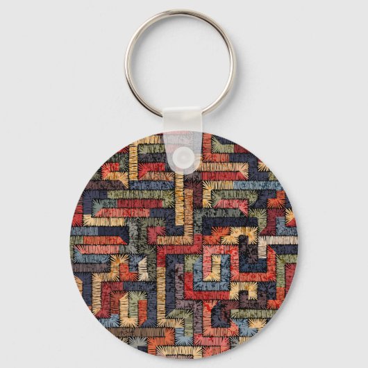 Porte-clés Géométrie brodée, texture ethnique (Recto)