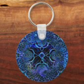 Porte-clés Géométrie galactique électrique grand bleu (Recto)