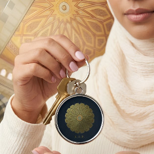 Porte-clés Géométrie islamique dorée personnalisée de Madinah