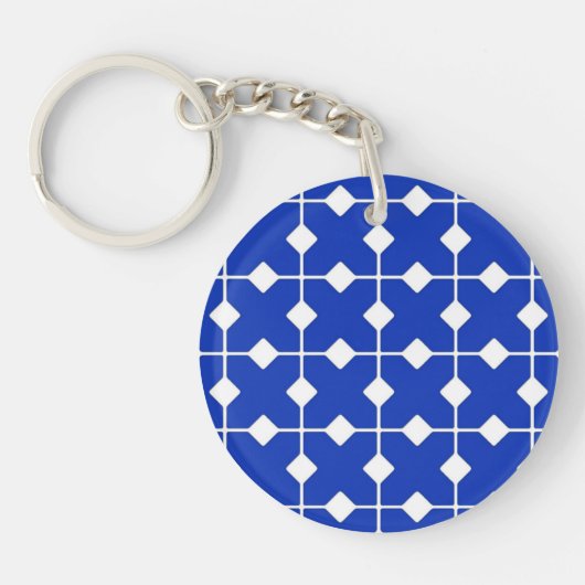 Porte-clés Géométrique moderne, Diamants - Bleu Cobalt (Devant)