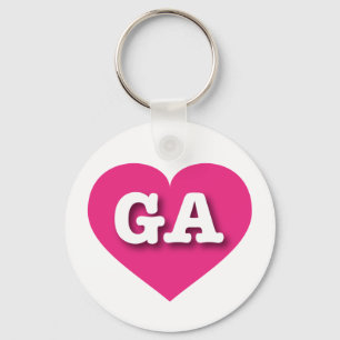 Porte-clés Georgia Hot Pink Heart - J'aime GA