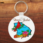 Porte-clés Géorgie L'État de la Pêche Bleu & Cardinal (Recto)