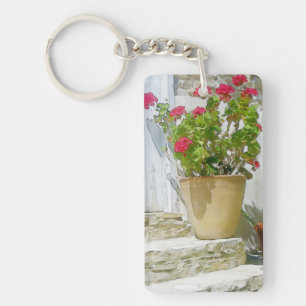Porte-clés Géranium de couleur rouge