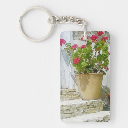 Porte-clés Géranium de couleur rouge (Devant)